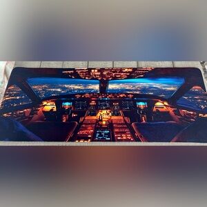 Mouse Pad Airplane Cockpit Night View